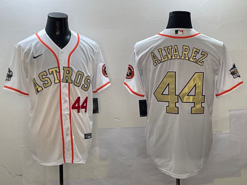 Men Houston Astros #44 Alvarez White Gold Game 2025 Nike MLB Jersey style 2->houston astros->MLB Jersey